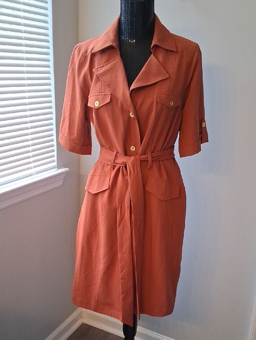 Sharagano Orange Midi Dress
